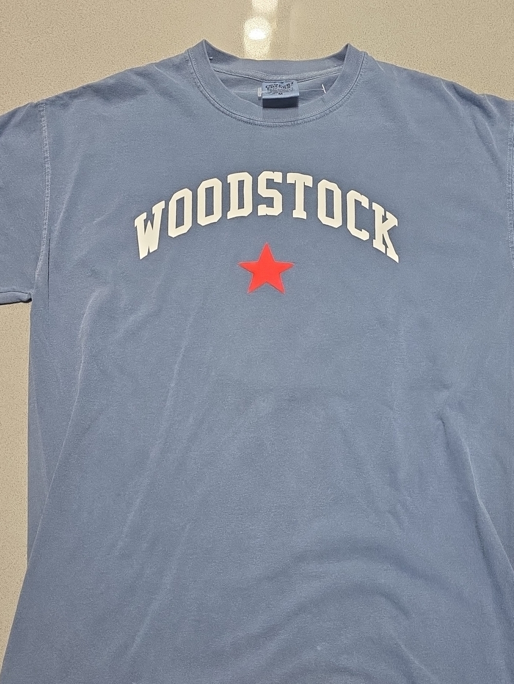Comfort Colors Woodstock Tee in Light Blue with Red Star